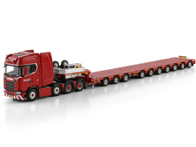 WSI WSI Scania S Highline 8x4  met 7-assige manoovr + 3-assige dolly  NOOTEBOOM RED LINE