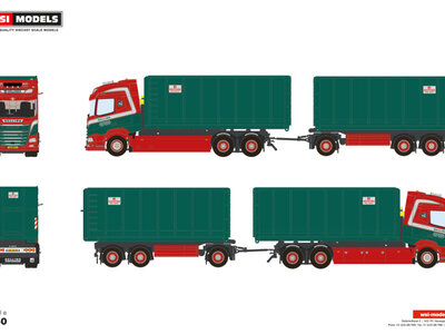 WSI WSI DAF XF SH riged truck 6x2 with 6-axle container combi with hooklift system + 2x 40m3 container GELLING CONTAINERS