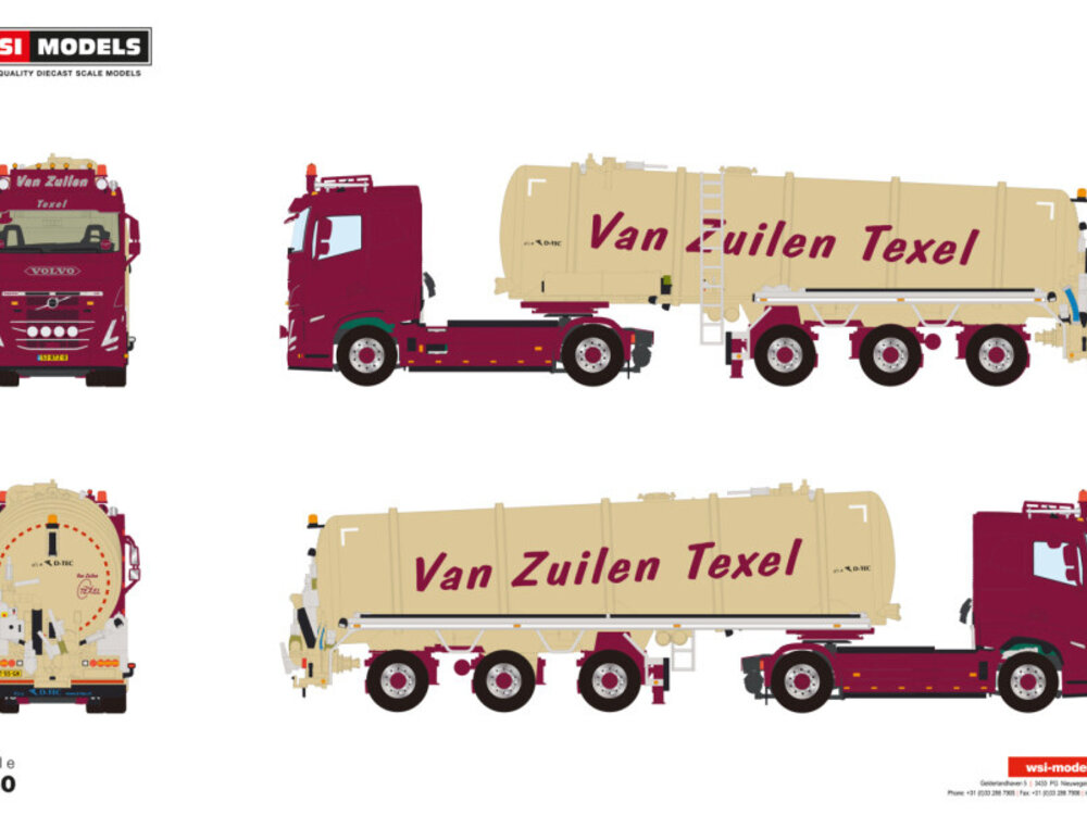WSI WSI Volvo FH5 sleeper cab 4x2 met 3-assige vacuum tank trailer VAN ZUILEN TEXEL B.V.