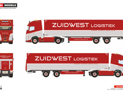 WSI WSI Volvo FH Aero Globetrotter XL 4x2 with 2-axle tridec box trailer ZUIDWEST LOGISTIEK