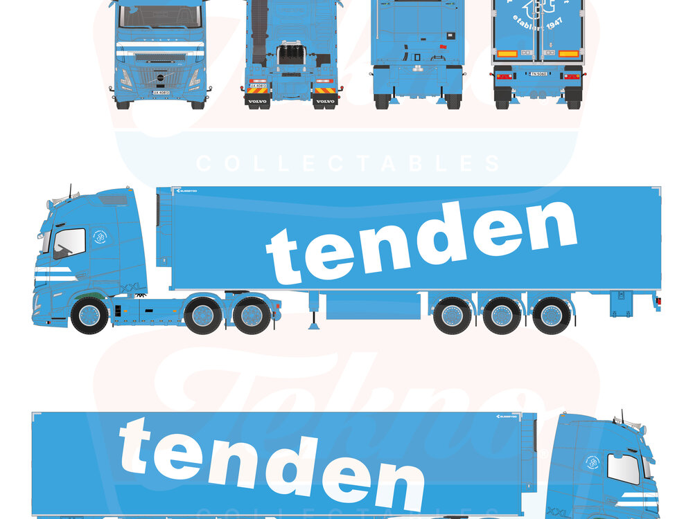 Tekno Tekno Volvo FH Aero Globetrotter XXL met 3-assige koeloplegger TENDEN TRANSPORT