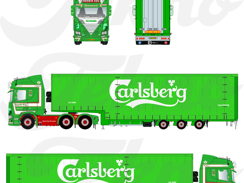 Tekno Tekno Scania Next Gen R590 Highline met 3-assige volume trailer HENDRIK EEG