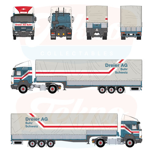 Tekno Tekno Iveco Turbostar with classic tilttrailer DREIER Tekno Tekno Iveco Turbostar with classic tilttrailer DREIER