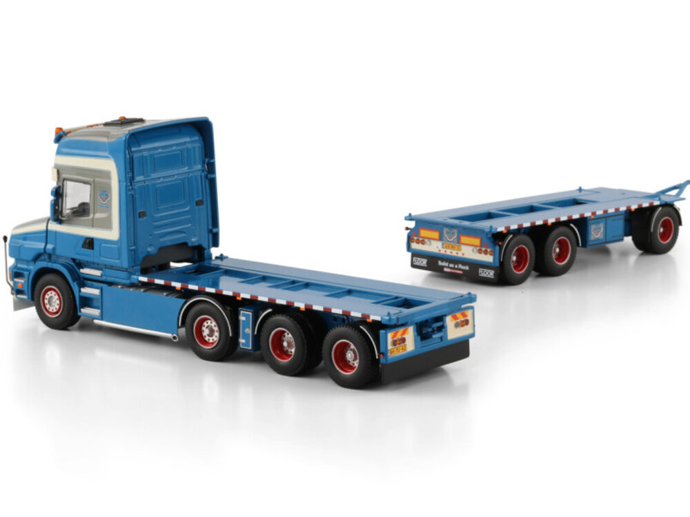 WSI WSI Scania 4-serie Torpedo topline 8x2 with 7-axle tridem riged container frame truck drawbar trailer + 2x 20FT container WTB - W. WILLEMSTEIN & ZN