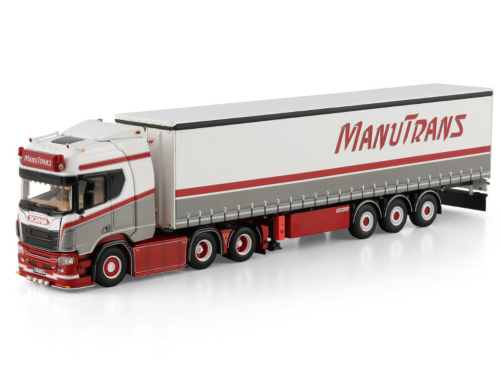 WSI WSI Scania R Highline 6x2 met 3-as schuifzeilen oplegger MANUTRANS
