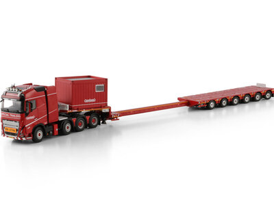 WSI WSI Volvo FH5 Globetrotter 8x4 with 6-axle manoovr + 10ft container NOOTEBOOM RED LINE