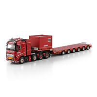 WSI Volvo FH5 Globetrotter 8x4 with 6-axle manoovr + 10ft container NOOTEBOOM RED LINE