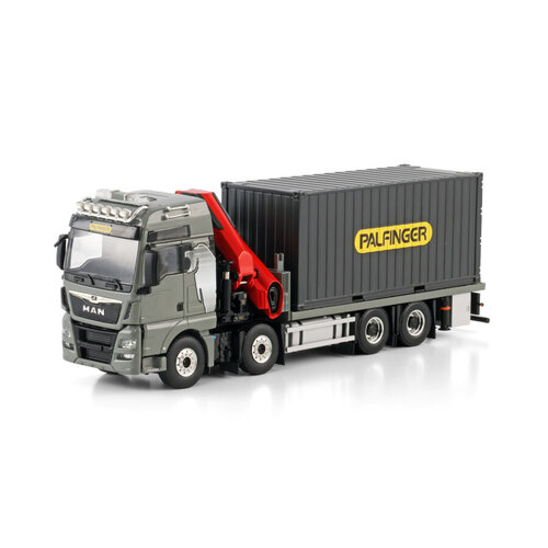 WSI WSI MAN TGX XXL euro 6C riged flatbed truck 8x4 with palfinger PK 480 Tec + 20ft container PALFINGER WSI WSI MAN TGX XXL euro 6C riged flatbed truck 8x4 with palfinger PK 480 Tec + 20ft container PALFINGER