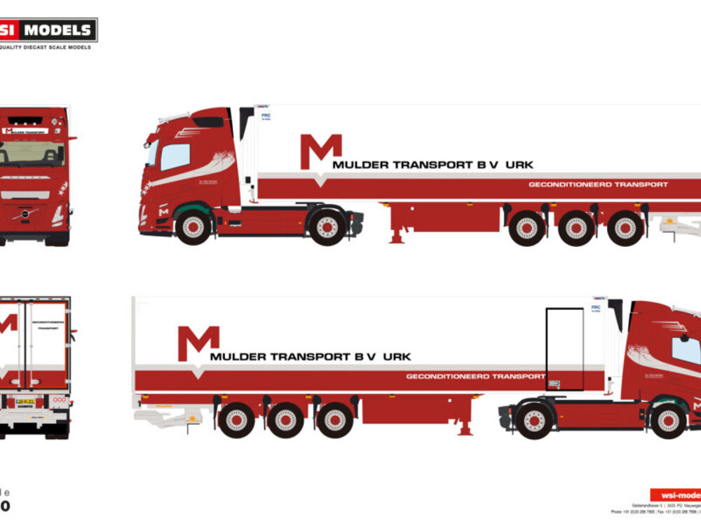 WSI WSI Volvo FH Aero Globetrotter  4x2 with 3-axle reefer trailer MULDER TRANSPORT