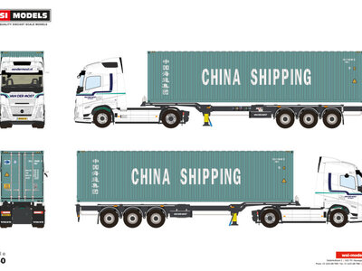 WSI WSI Volvo FH Aero Globetrotter  4x2 met 3-assige container oplegger + 40ft container VAN DER MOST
