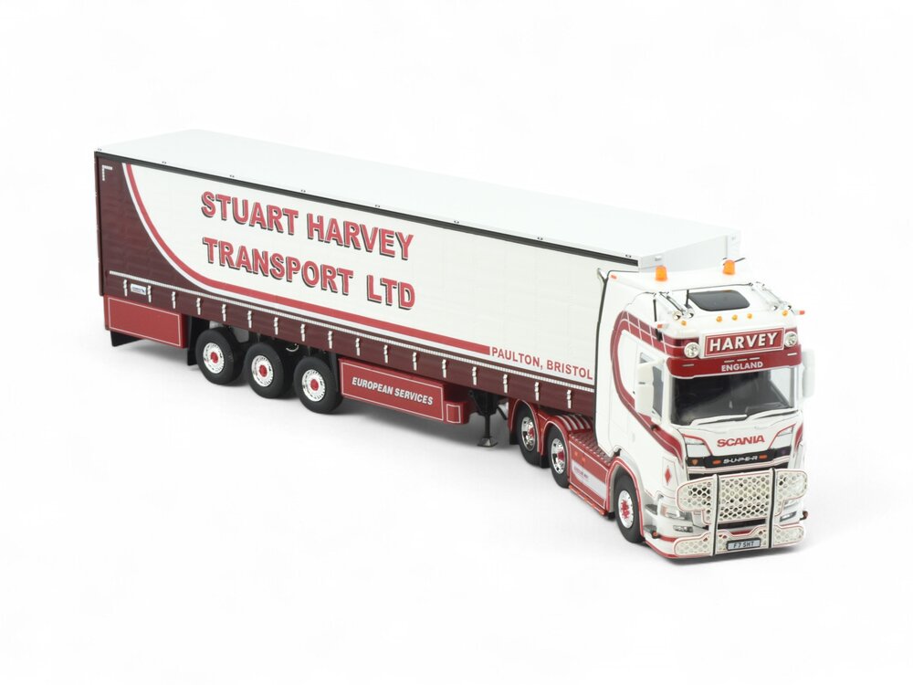 Tekno Tekno Scania Next Gen S-Highline met 3-assige schuifzeilen trailer STUART HARVEY TRANSPORT