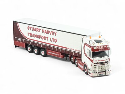 Tekno Tekno Scania Next Gen S-Highline met 3-assige schuifzeilen trailer STUART HARVEY TRANSPORT