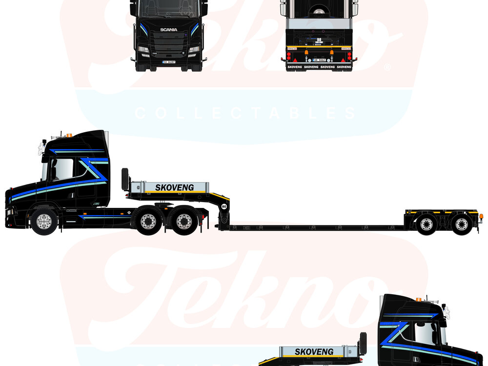 Tekno Tekno Scania Tuft 6x4 with 2-axle Broshuis lowloader SKOVENG