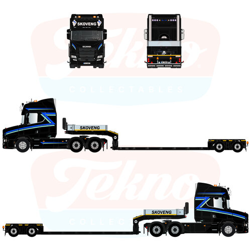 Tekno Tekno Scania Tuft 6x4 with 2-axle Broshuis lowloader SKOVENG Tekno Tekno Scania Tuft 6x4 with 2-axle Broshuis lowloader SKOVENG