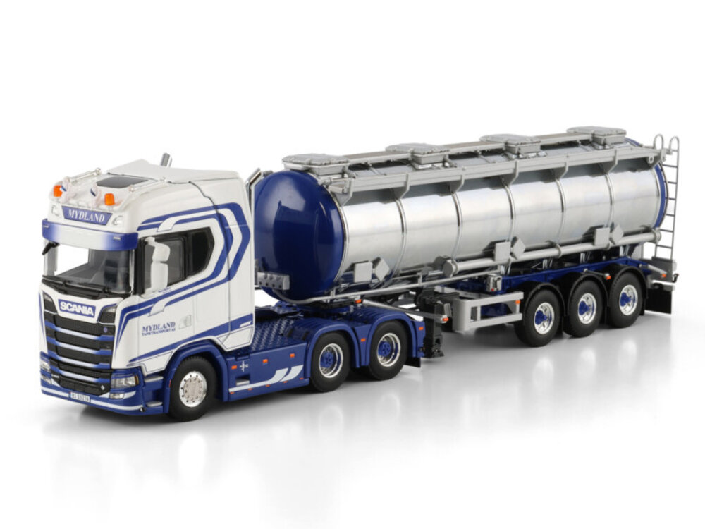 WSI WSI Scania S Highline 6x4 with 3-axle tanktrailer MYDLAND