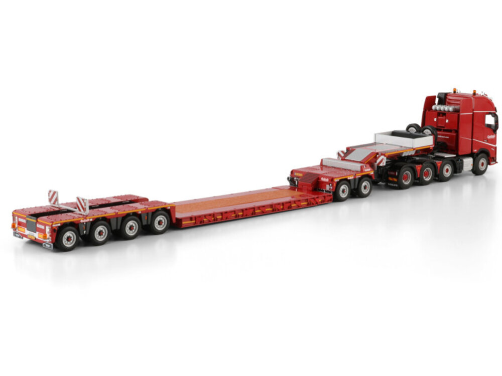 WSI WSI Volvo FH5 Globetrotter XL 8x4 met 2-assige dieplader + 2-assige dolly NOOTEBOOM RED LINE