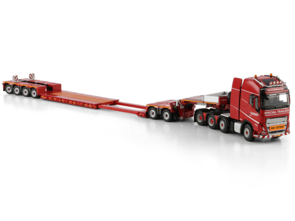 WSI WSI Volvo FH5 Globetrotter XL 8x4 met 2-assige dieplader + 2-assige dolly NOOTEBOOM RED LINE