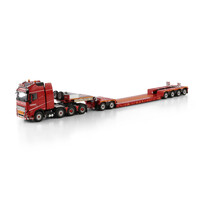 WSI Volvo FH5 Globetrotter XL 8x4 met 2-assige dieplader + 2-assige dolly NOOTEBOOM RED LINE