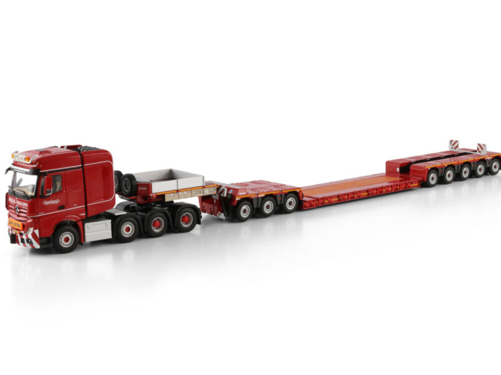WSI WSI Mercedes-Benz Actros MP5 SLT Big Space 8x4  with 8-axle euro PX Lowloader + 3-axle dolly NOOTEBOOM RED LINE