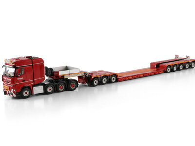WSI WSI Mercedes-Benz Actros MP5 SLT Big Space 8x4  met 8-assige euro PX dieplader + 3-assige dolly NOOTEBOOM RED LINE