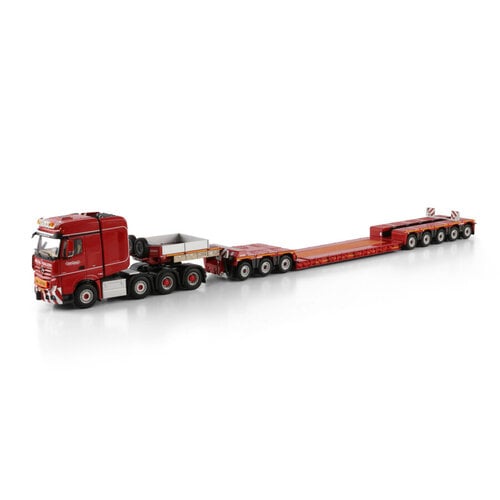WSI WSI Mercedes-Benz Actros MP5 SLT Big Space 8x4 with 8-axle euro PX Lowloader + 3-axle dolly NOOTEBOOM RED LINE WSI WSI Mercedes-Benz Actros MP5 SLT Big Space 8x4 with 8-axle euro PX Lowloader + 3-axle dolly NOOTEBOOM RED LINE