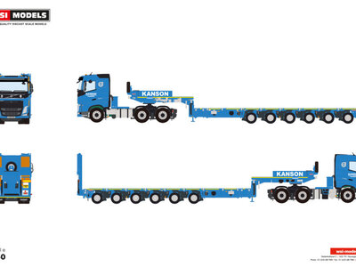 WSI WSI Volvo FH5 sleeper cab 6x4 met 6-assige dieplader KANSON