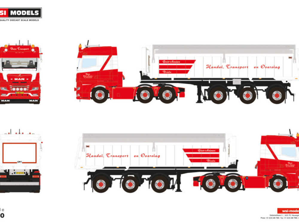 WSI WSI MAN TGX GM 6x2  met 3-as tipper trailer BUIJS TRANSPORT