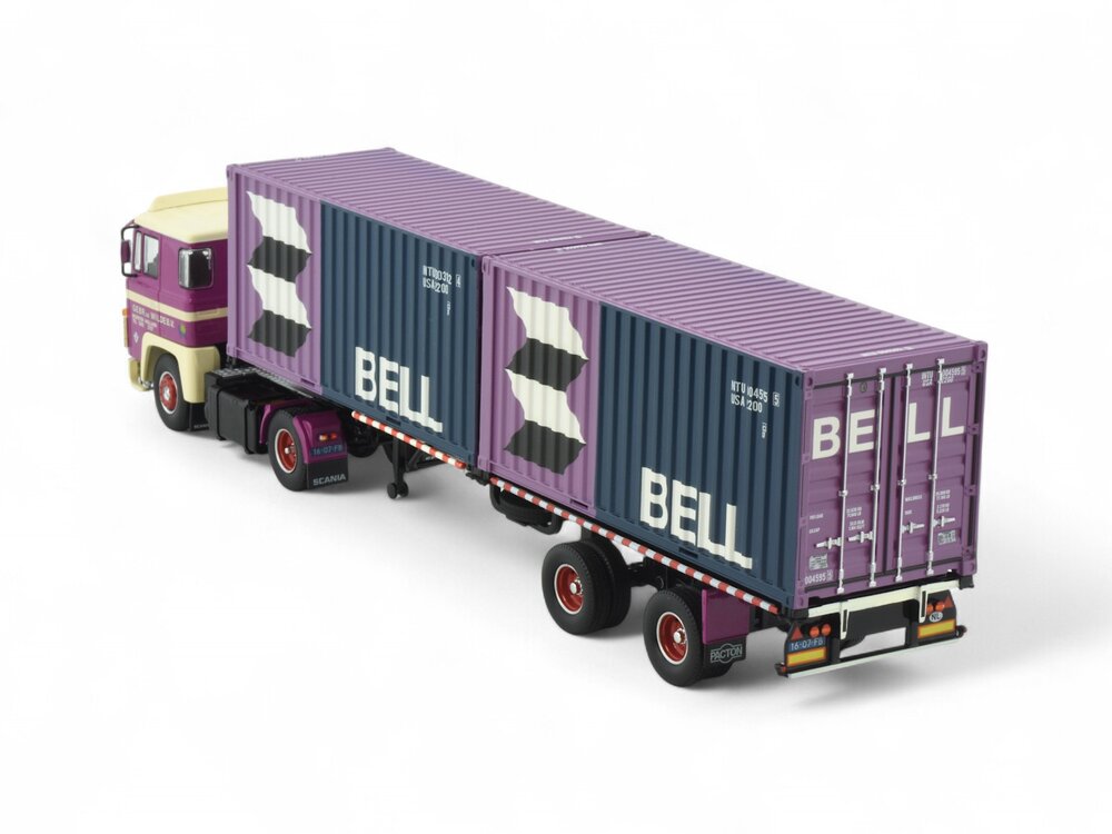 Tekno Tekno Scania 140 met container oplegger + 2x20ft. container DE WILDE