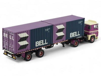 Tekno Tekno Scania 140 met container oplegger + 2x20ft. container DE WILDE