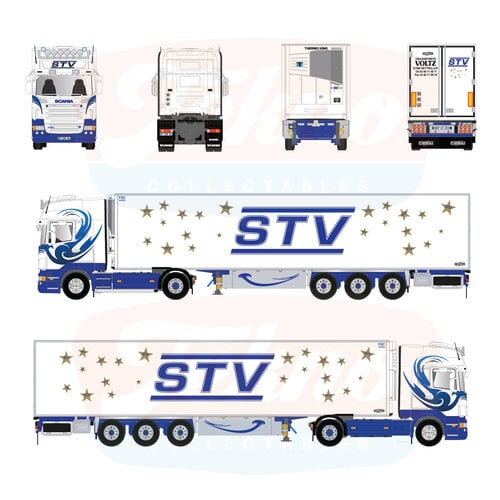 Tekno Tekno Scania R Topline met 3-assige koeloplegger STV Tekno Tekno Scania R Topline met 3-assige koeloplegger STV