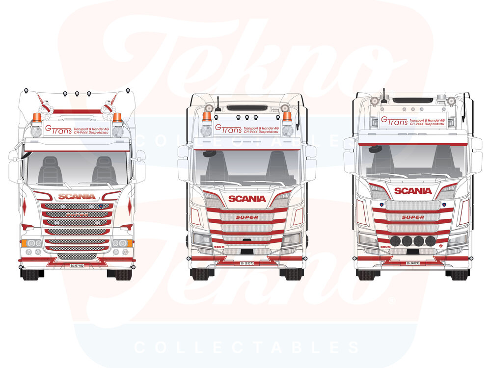 Tekno Tekno Set van 3 Scania trekkers: NGS, NGR & R-Streamline G - TRANS