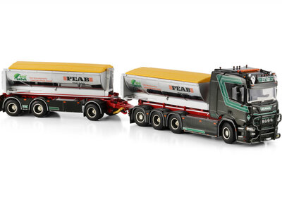 WSI WSI Scania R Normal riged truck with hooklift system 8x4 with 3-axle hooklift container trailer + asphalt container BYE PEAB ASFALT