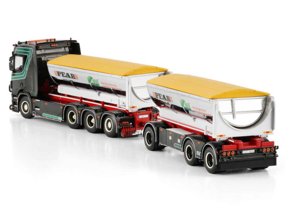 WSI WSI Scania R Normal riged truck with hooklift system 8x4 with 3-axle hooklift container trailer + asphalt container BYE PEAB ASFALT