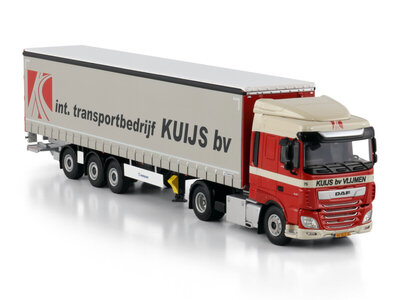 WSI WSI DAF XF Super Space Cab 4x2 met 3-as Tridec schuifzeilen oplegger KUIJS