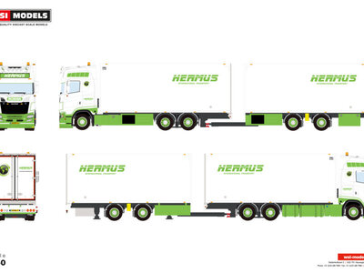WSI WSI Scania S Highline 6x2  met 5-assige motor koeloplegger met koeltrailer HERMUS