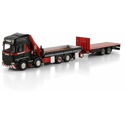 Mammoet store WSI Scania R Highline 8x2 + load crane with 2 mid axle flatbed trailer MAMMOET Mammoet store WSI Scania R Highline 8x2 + load crane with 2 mid axle flatbed trailer MAMMOET