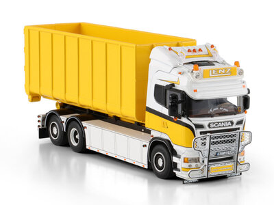 WSI WSI Scania R6 Highline 6x2 bakwagen met  haakarm systeem + 40m3 container LENZ GERÜSTBAU