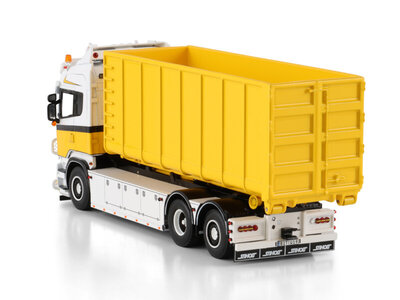 WSI WSI Scania R6 Highline 6x2 riged truck with hooklift  system + 40m3 container LENZ GERÜSTBAU