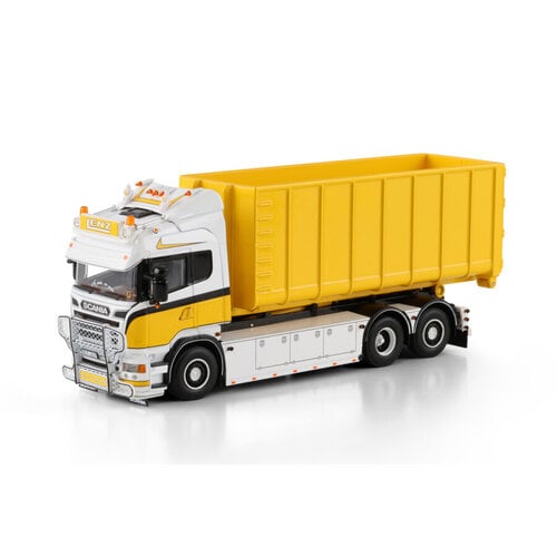WSI WSI Scania R6 Highline 6x2 riged truck with hooklift system + 40m3 container LENZ GERÜSTBAU WSI WSI Scania R6 Highline 6x2 riged truck with hooklift system + 40m3 container LENZ GERÜSTBAU