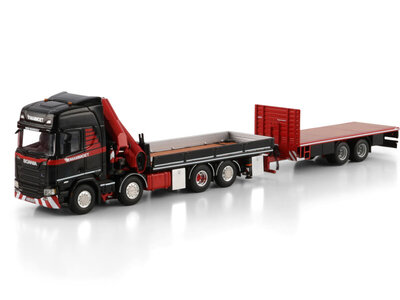 Mammoet store WSI Scania R Highline 8x2 + load crane with 2 mid axle flatbed trailer MAMMOET