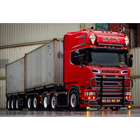 WSI Scania R6 Topline 6x2 with 5-axle 2connect combi container trailer + 2x 20ft container BACA