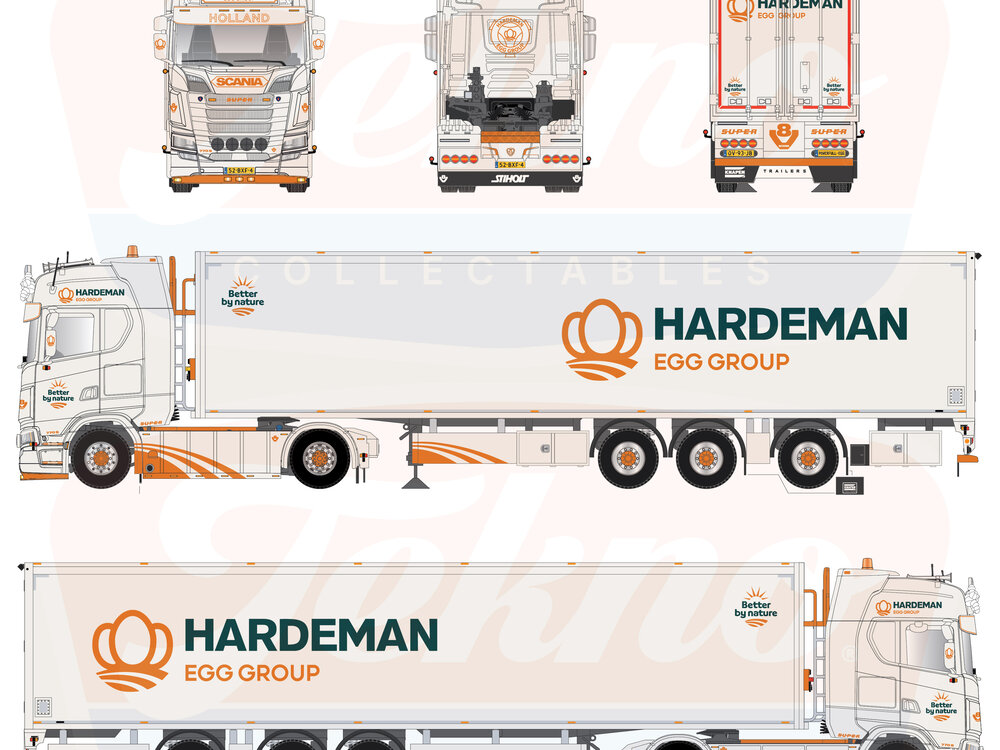 Tekno Tekno Scania NGS 4x2 trekker met 3-assige walkingfloor HARDEMAN EGG GROUP