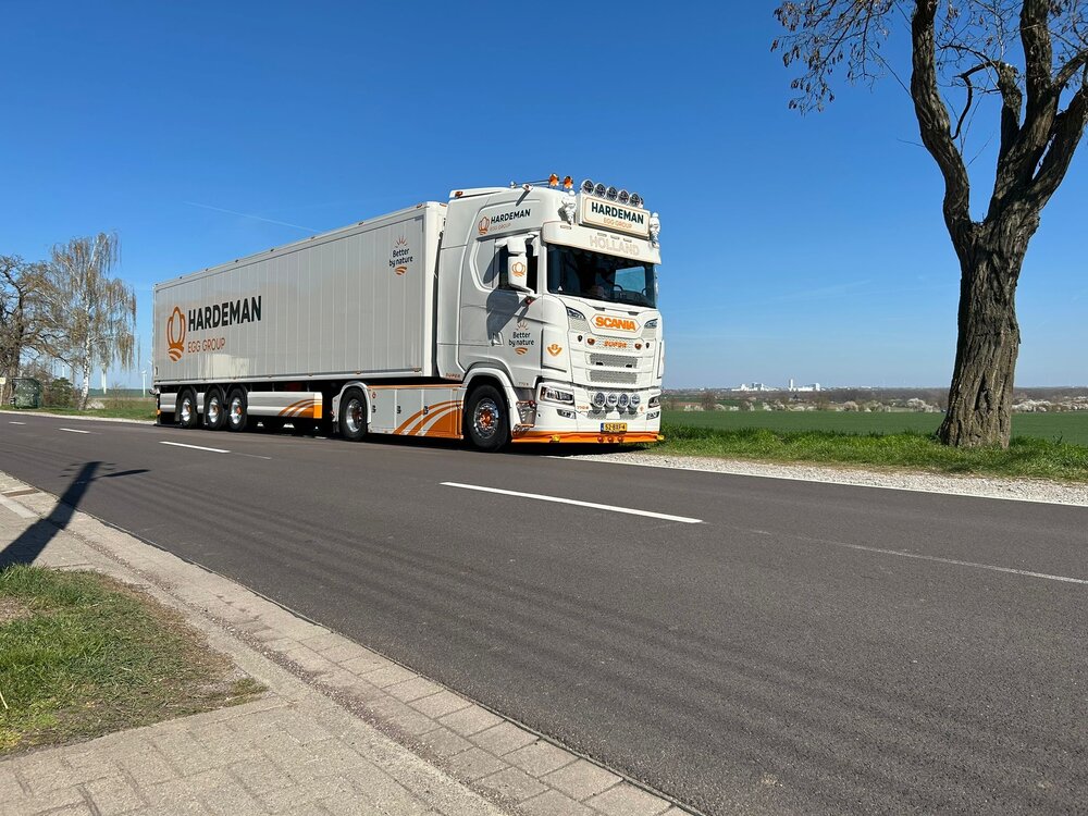Tekno Tekno Scania NGS 4x2 truck with 3-axle walkingfloor HARDEMAN EGG GROUP