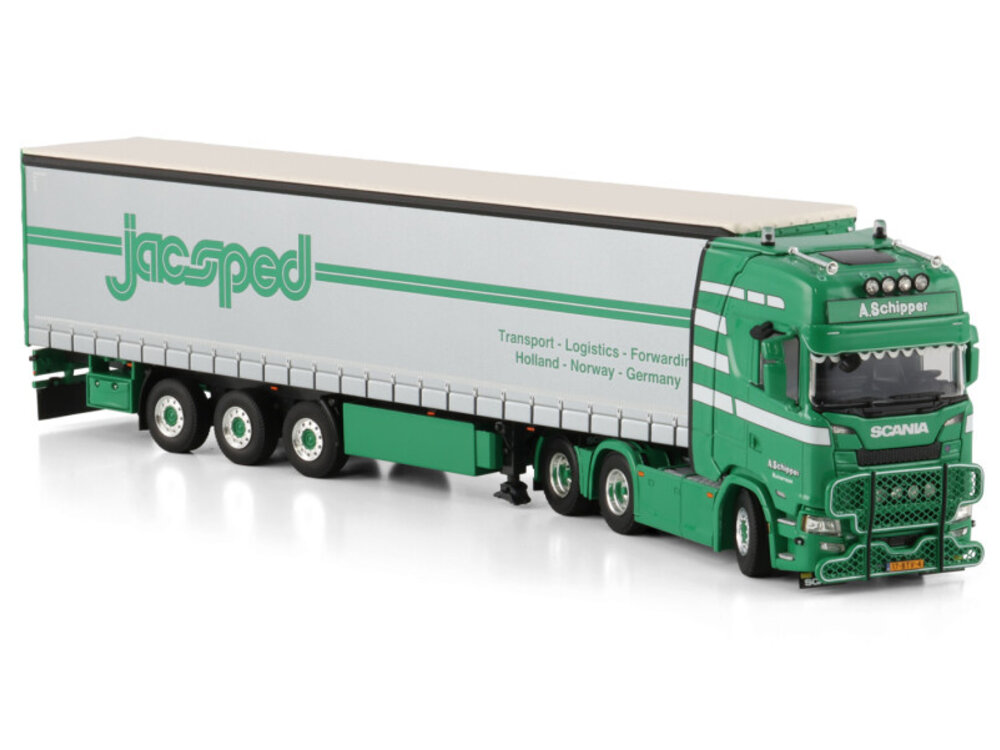 WSI WSI Scania S Highline 6x2 met 3-assige Schuifzeilen oplegger SCHIPPER TRANSPORT