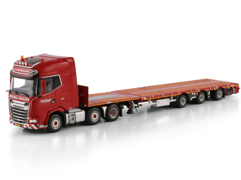 WSI WSI Daf XG+ 6x2  met 3-assige Flatbed mega trailer NOOTEBOOM RED LINE
