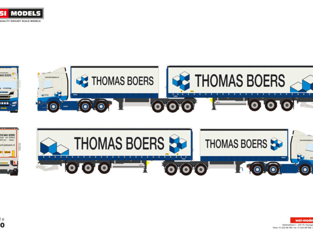 WSI WSI Scania R Normal 6x2 drawbar roadtrain 6-axle THOMAS BOERS