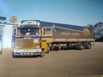 Tekno Tekno Scania 141 4x2 with 2-axle tilt trailer ASG KLIPPAN