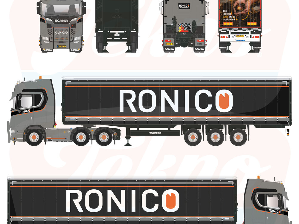 Tekno Tekno Scania NGS 6x2 with 3-axle curtainside trailer RONICO
