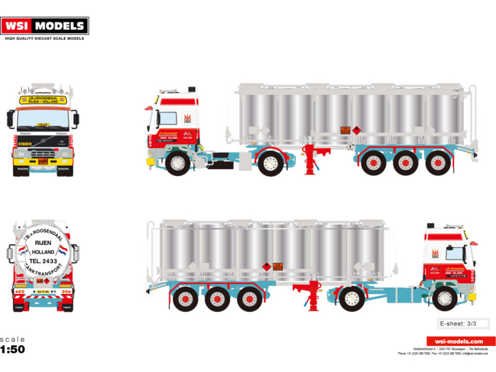 WSI WSI EXCLUSIEF Volvo F16  + 3 -axle tanktrailer J.B. VAN ROOSENDAAL -RIJEN