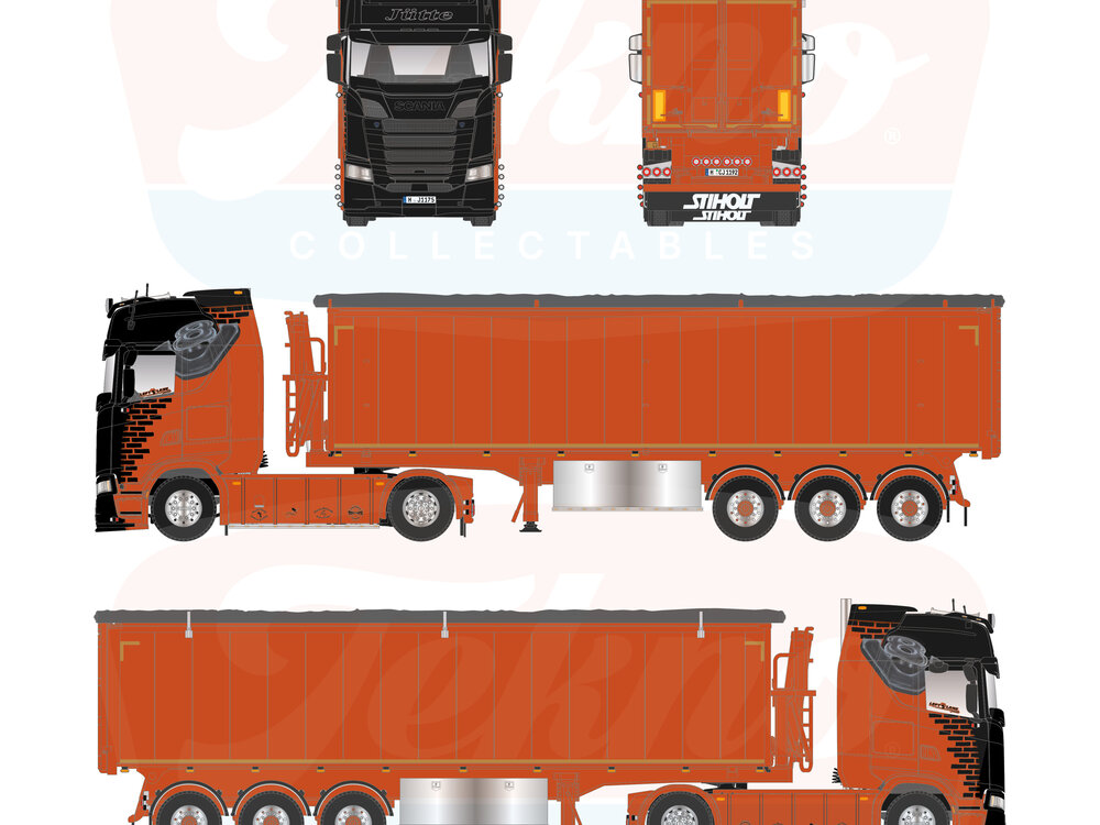 Tekno Tekno Scania Next Gen S-Highline met 3-assige Stas kipper JUTTE TRANSPORT